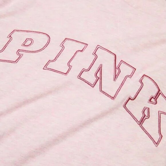 PINK Campus Cotton Long-Sleeve Shimmer Tee Shirt - NWT - Picture 4 of 6